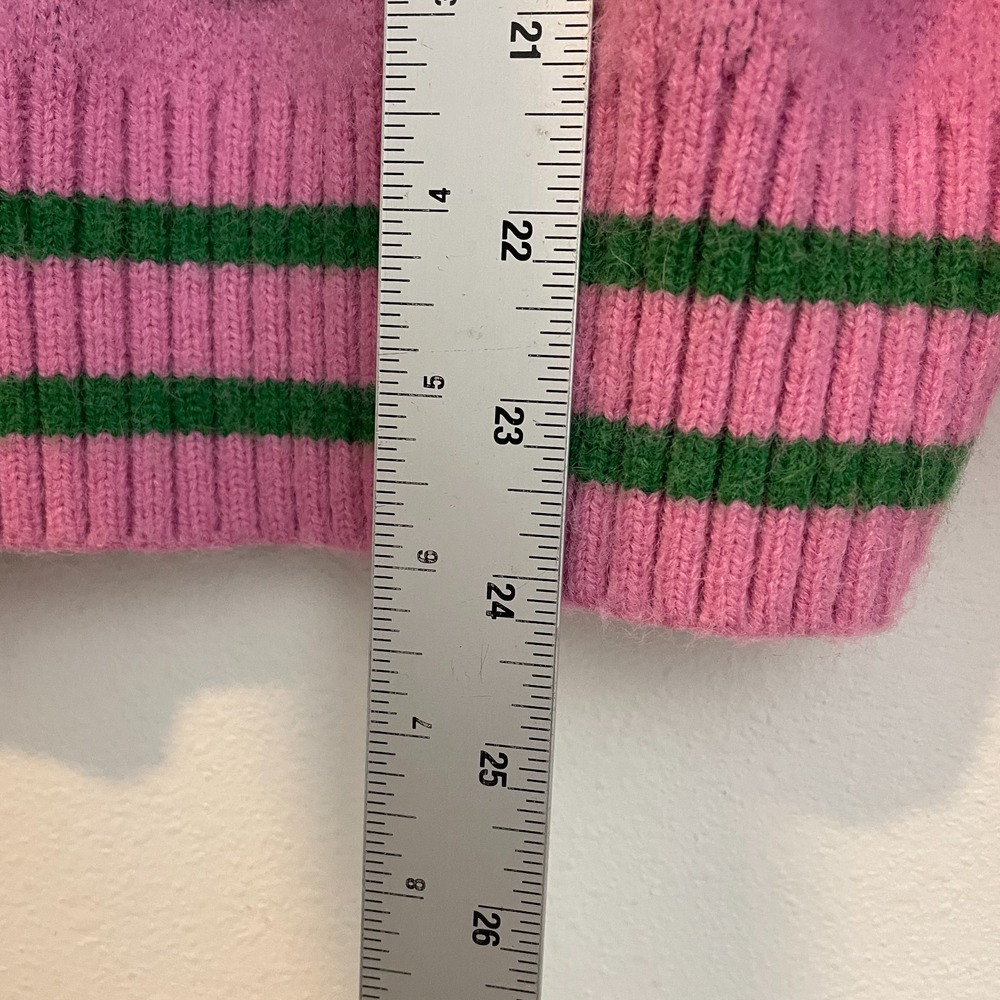 Cardigan Sweater Women L Pink Geometric Buttons Preppy Office Sorority - Picture 9 of 12